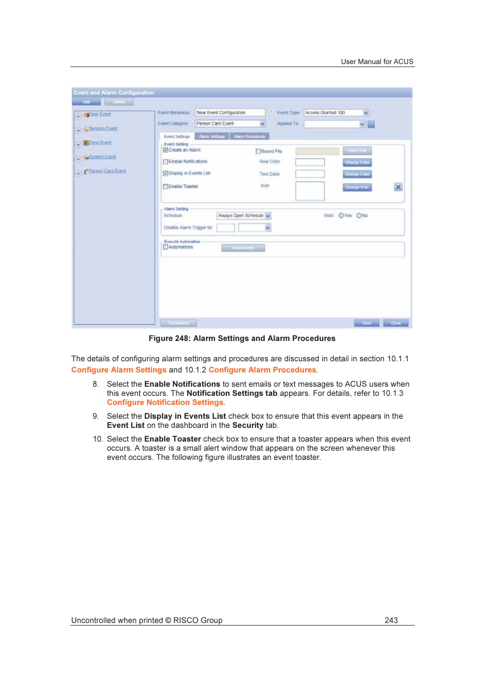 RISCO Group ACUS User Manual | Page 271 / 525