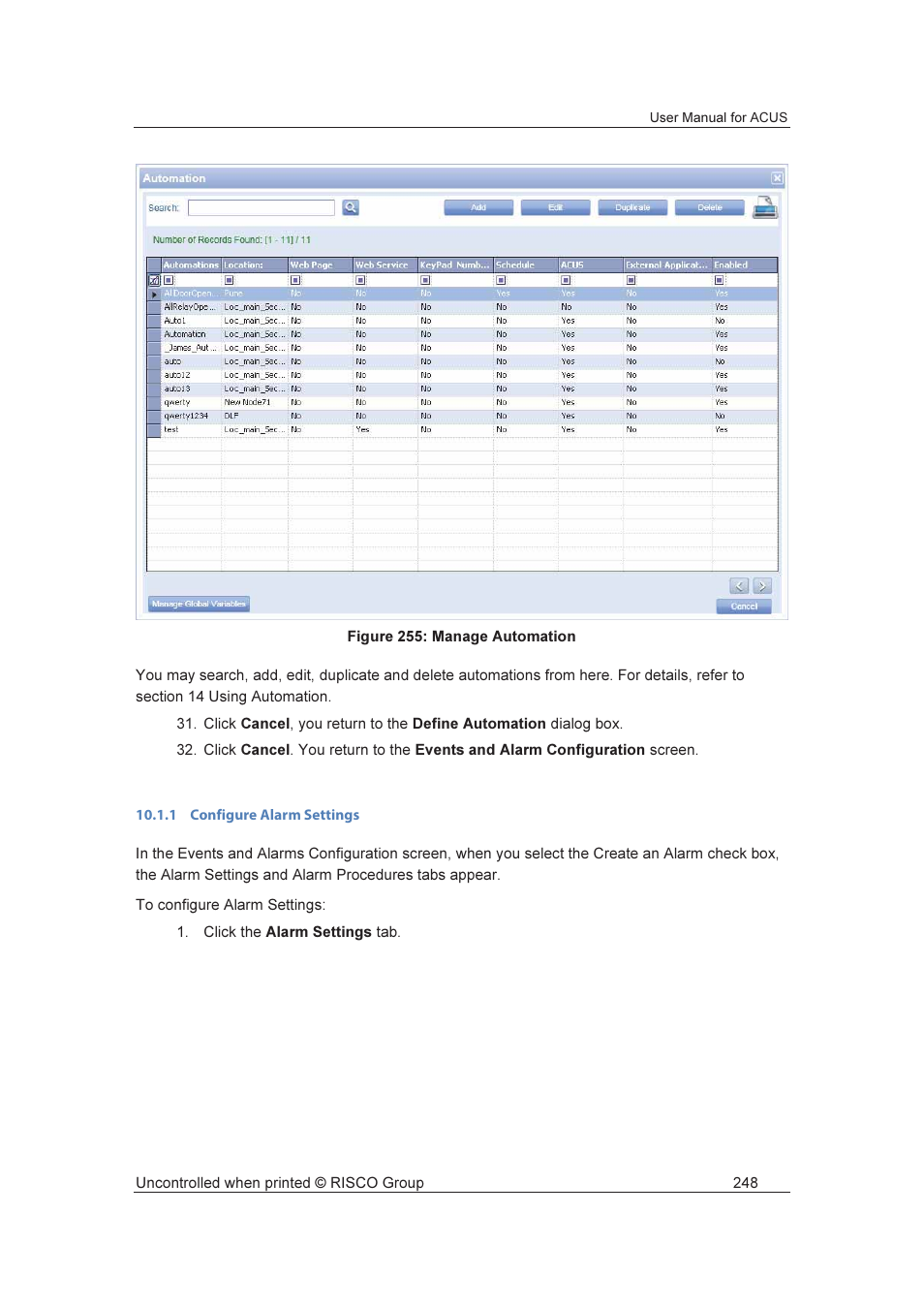 RISCO Group ACUS User Manual | Page 276 / 525