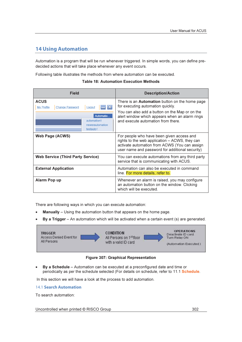 14 using automation | RISCO Group ACUS User Manual | Page 330 / 525