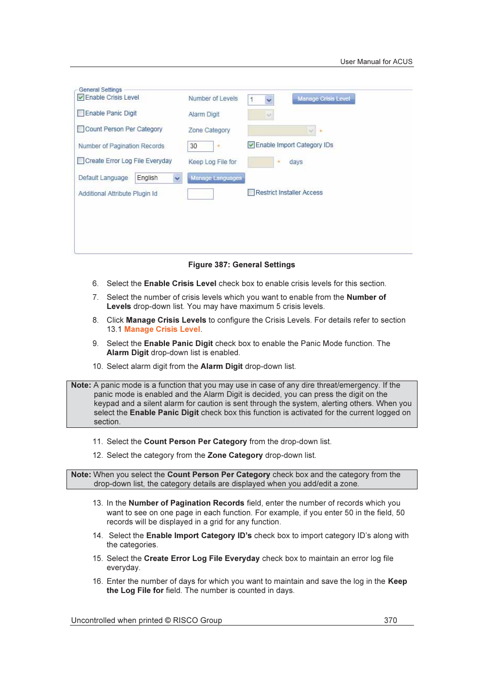 RISCO Group ACUS User Manual | Page 398 / 525