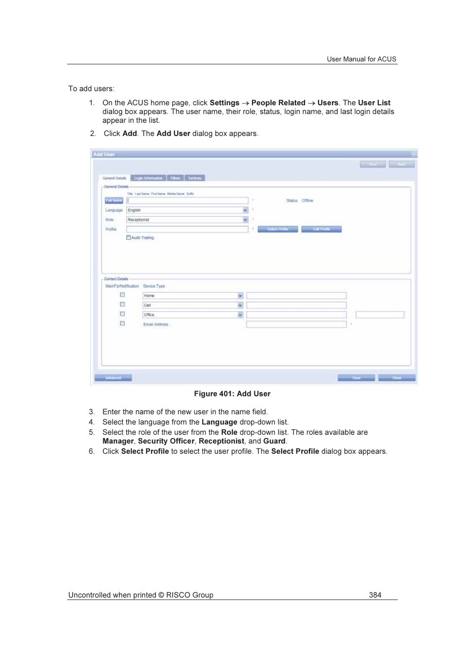 RISCO Group ACUS User Manual | Page 412 / 525
