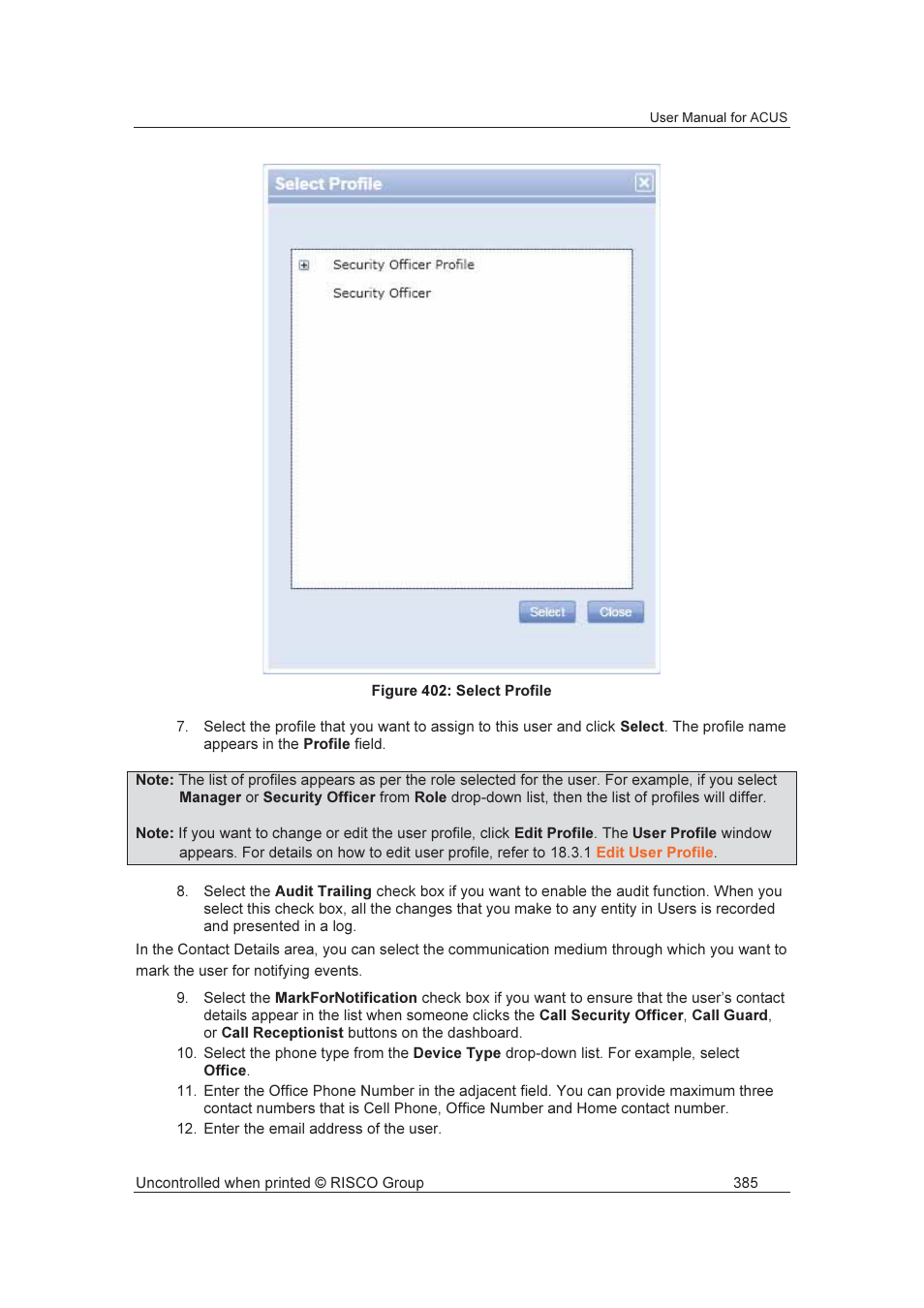 RISCO Group ACUS User Manual | Page 413 / 525