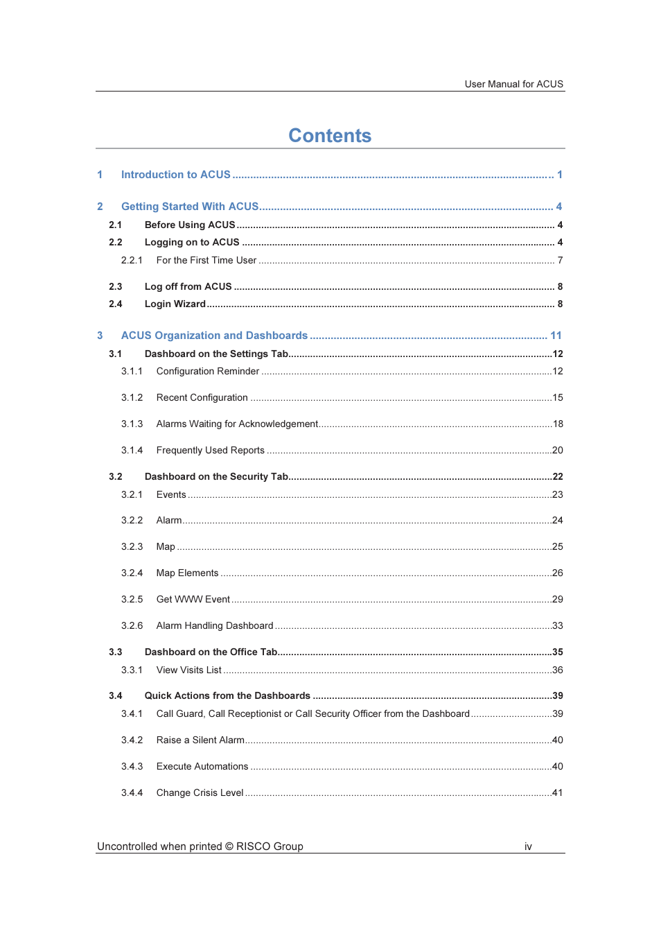 RISCO Group ACUS User Manual | Page 5 / 525