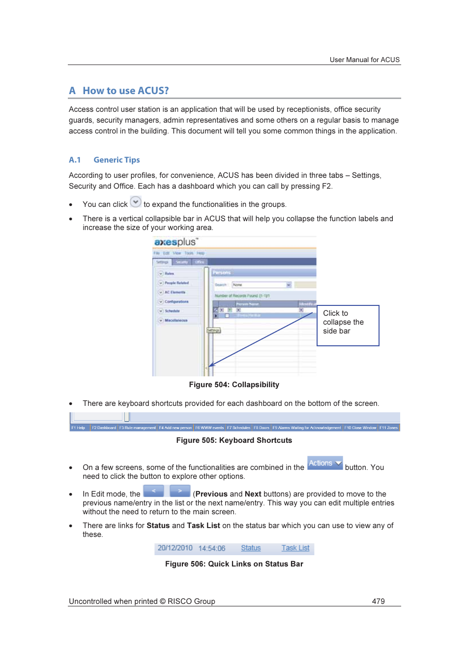 Ahow to use acus | RISCO Group ACUS User Manual | Page 507 / 525