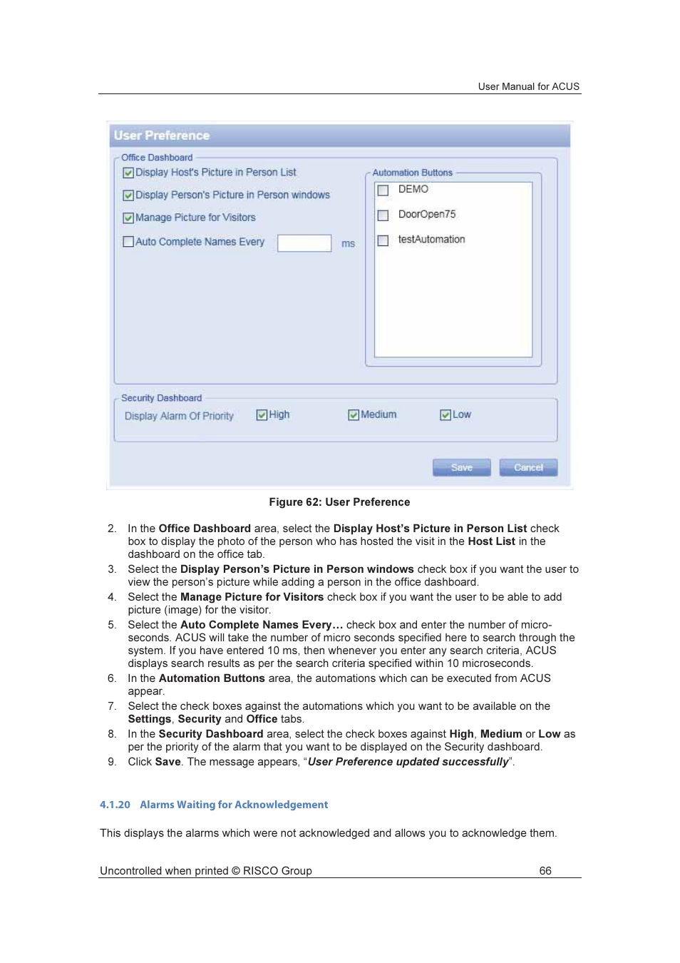 RISCO Group ACUS User Manual | Page 94 / 525