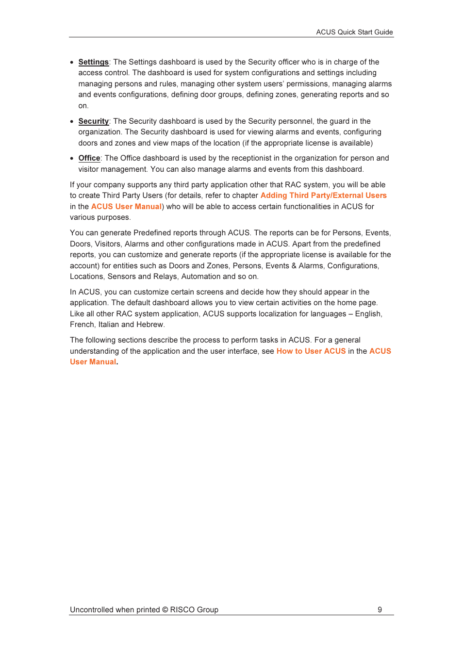 RISCO Group ACUS User Manual | Page 10 / 56
