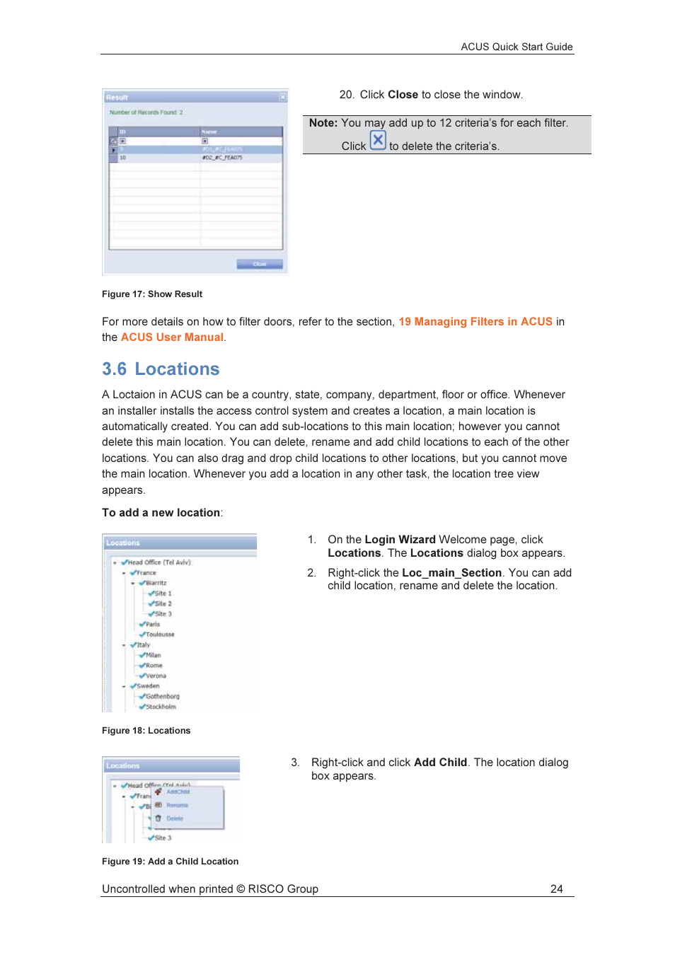 6 locations | RISCO Group ACUS User Manual | Page 25 / 56
