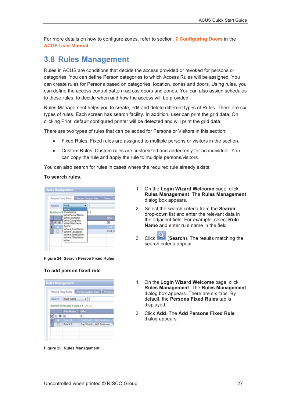 8 rules management | RISCO Group ACUS User Manual | Page 28 / 56