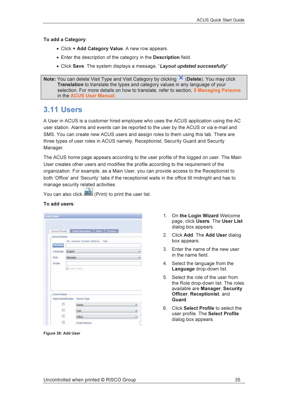 11 users | RISCO Group ACUS User Manual | Page 36 / 56