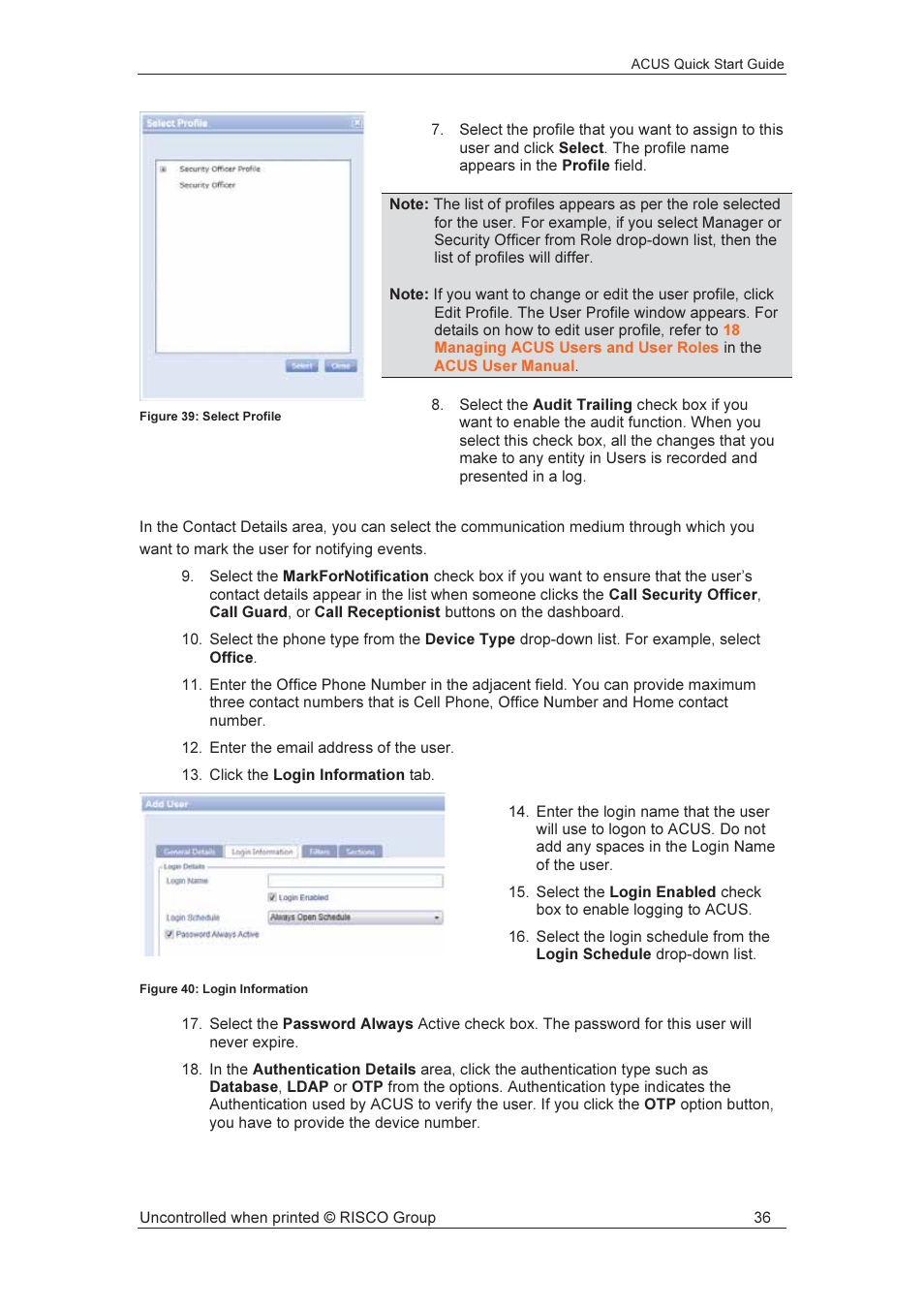 RISCO Group ACUS User Manual | Page 37 / 56