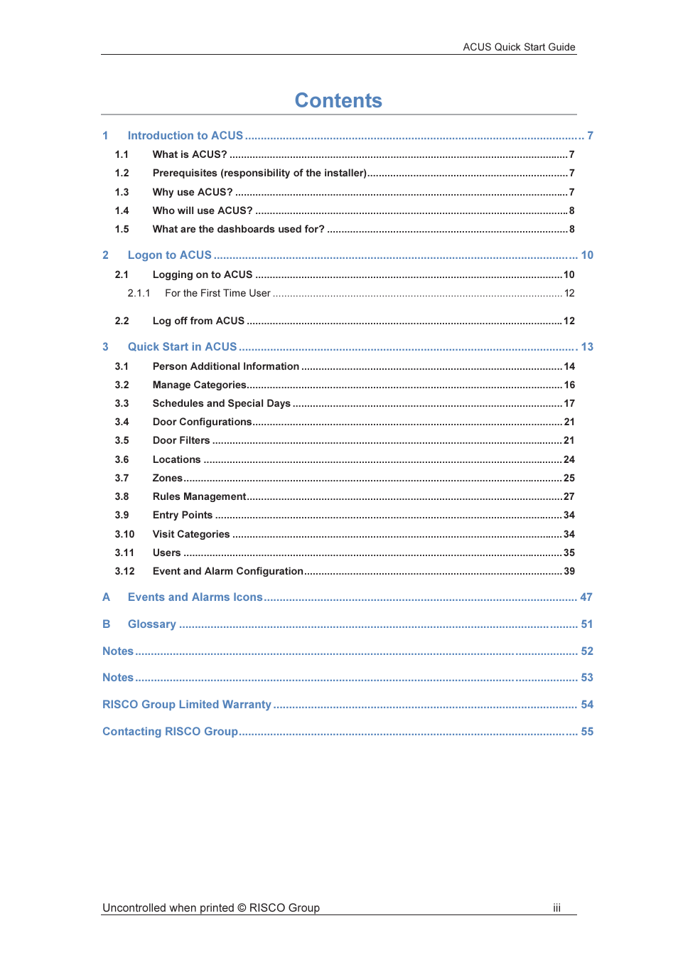 RISCO Group ACUS User Manual | Page 4 / 56