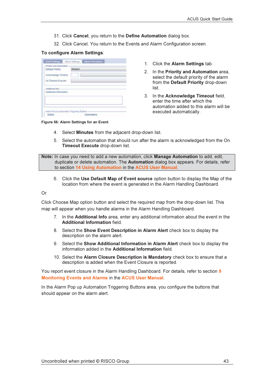 RISCO Group ACUS User Manual | Page 44 / 56