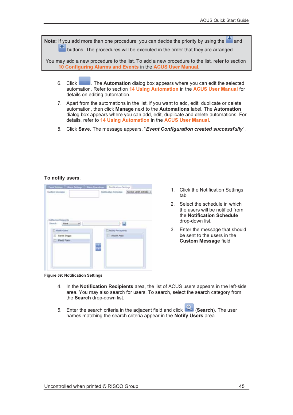 RISCO Group ACUS User Manual | Page 46 / 56