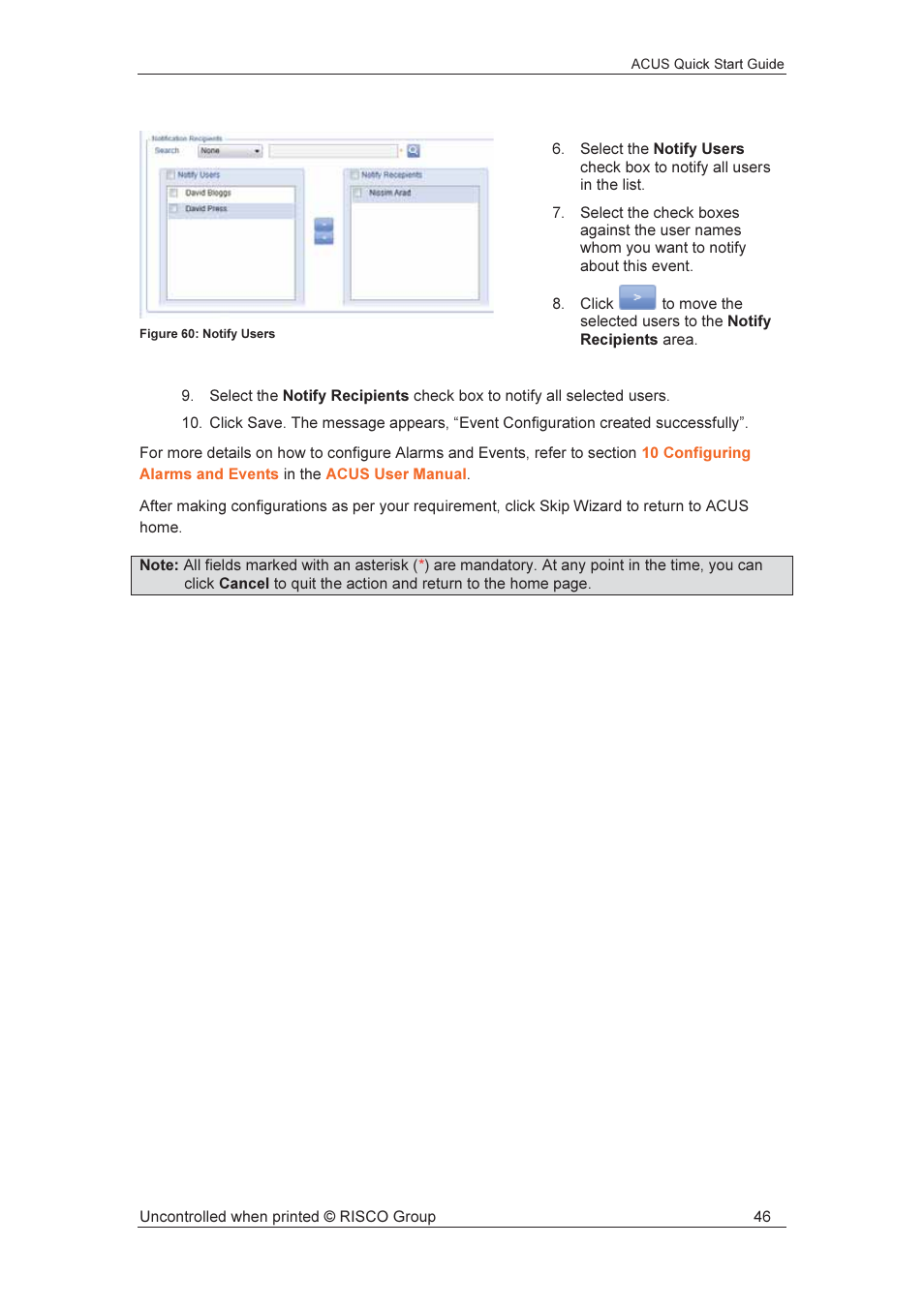 RISCO Group ACUS User Manual | Page 47 / 56