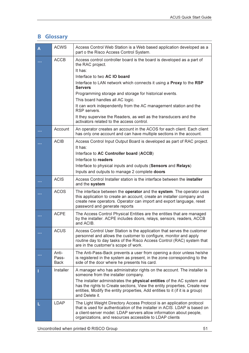 Bglossary | RISCO Group ACUS User Manual | Page 52 / 56