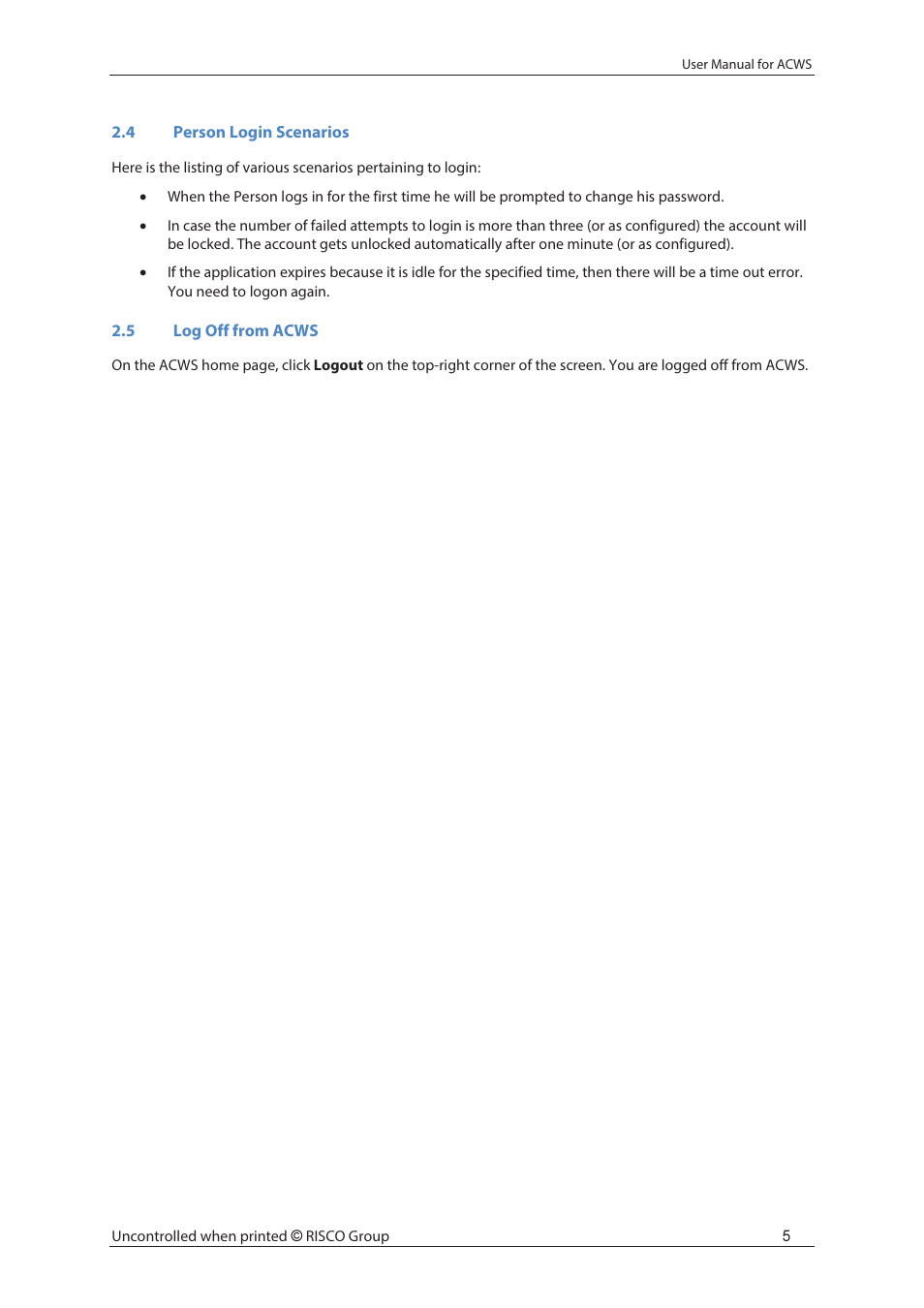 RISCO Group ACWS User Manual | Page 11 / 36