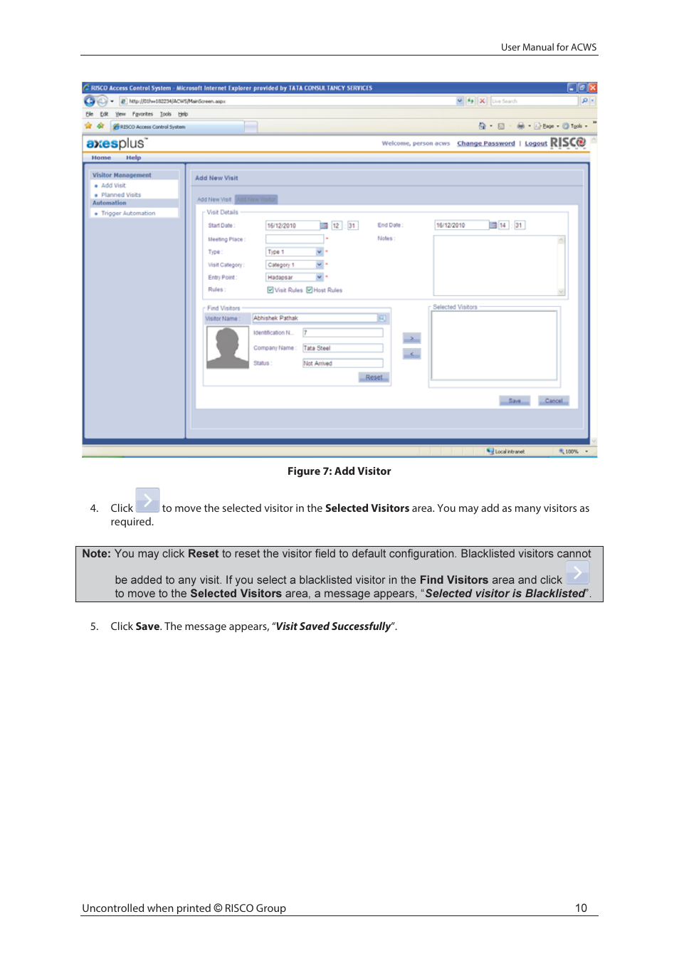 RISCO Group ACWS User Manual | Page 16 / 36