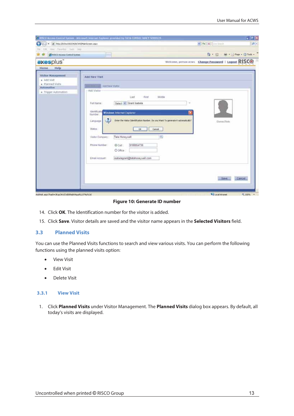 RISCO Group ACWS User Manual | Page 19 / 36