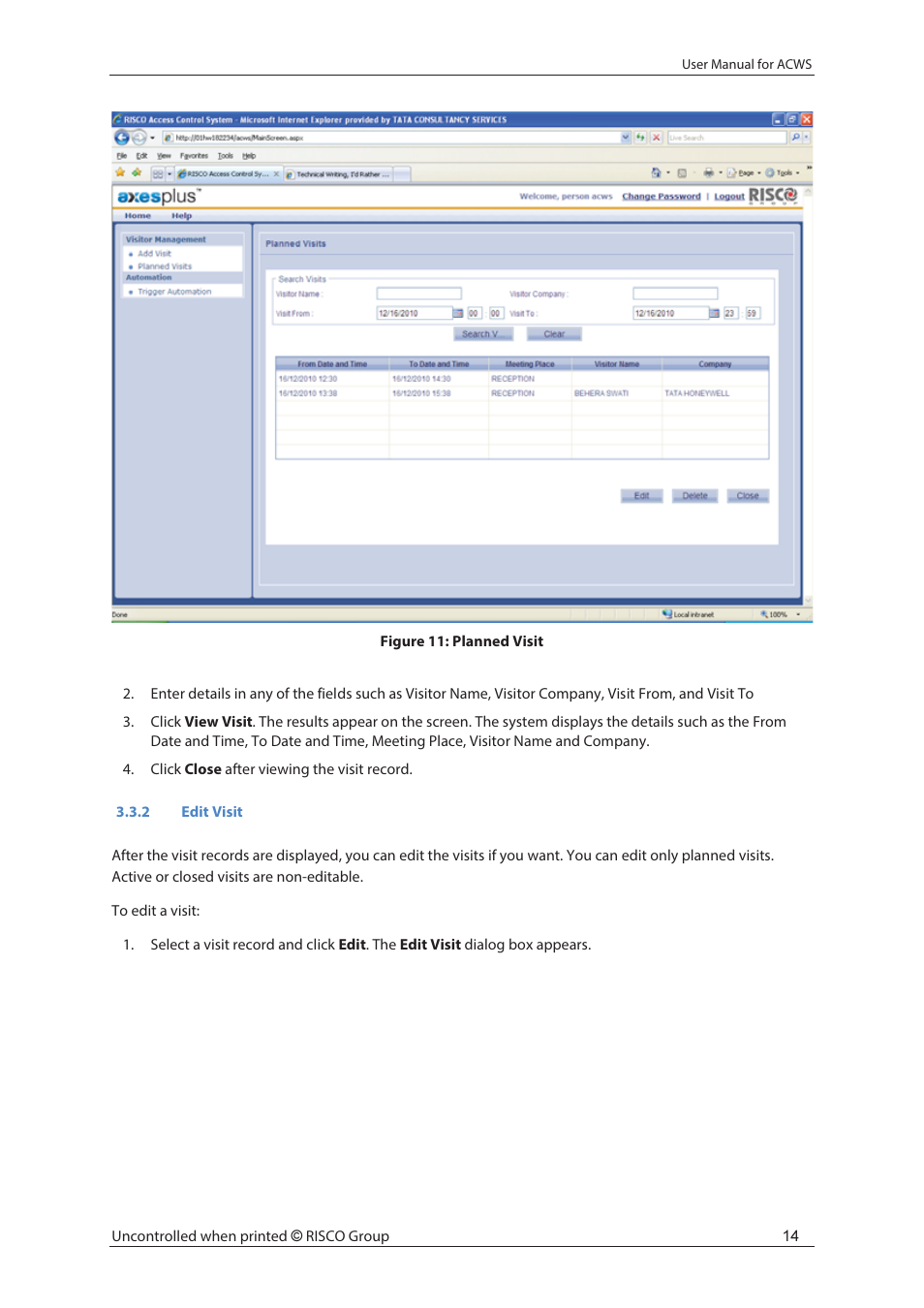 RISCO Group ACWS User Manual | Page 20 / 36