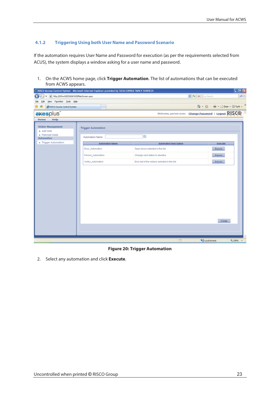 RISCO Group ACWS User Manual | Page 29 / 36