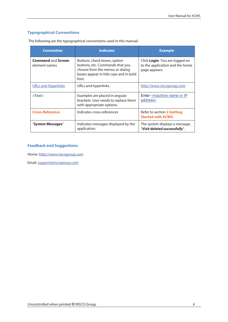 RISCO Group ACWS User Manual | Page 3 / 36