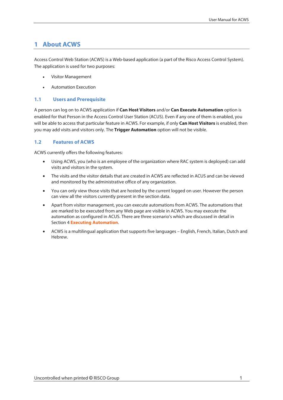 1about acws | RISCO Group ACWS User Manual | Page 7 / 36