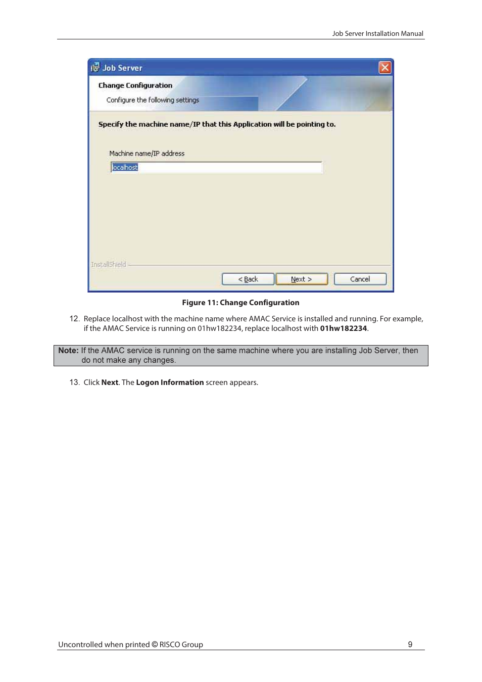 RISCO Group Job Server Installer User Manual | Page 13 / 32