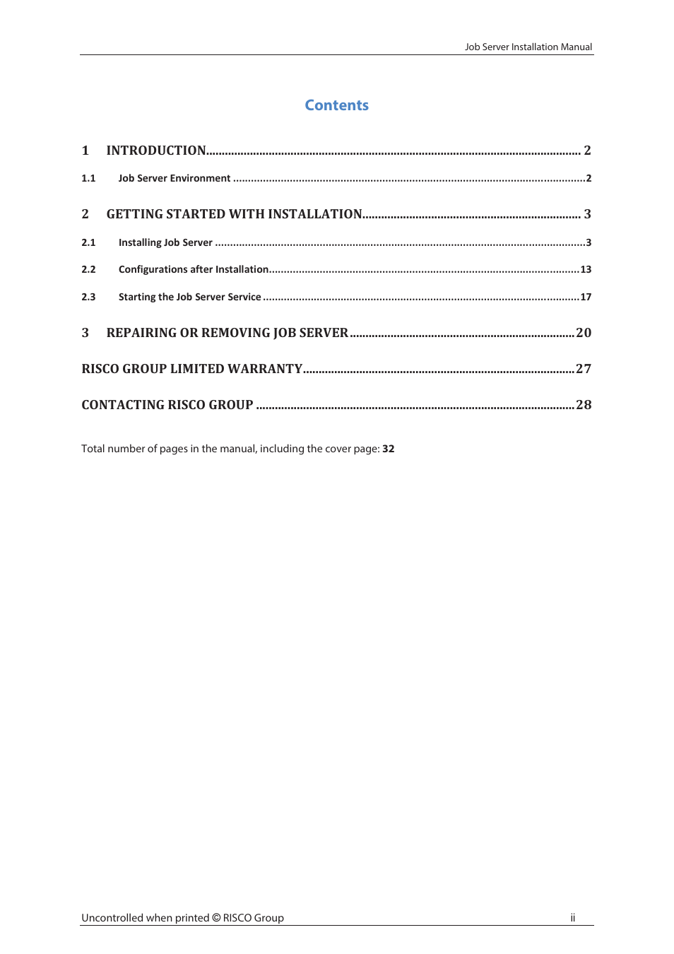 RISCO Group Job Server Installer User Manual | Page 3 / 32