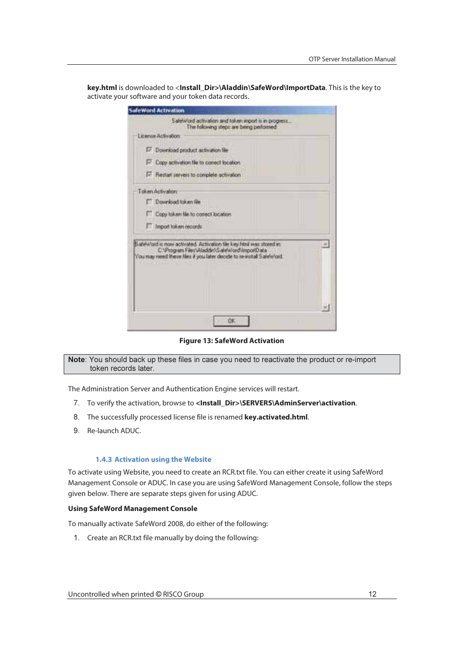 RISCO Group SafeWord OTP Server User Manual | Page 19 / 36