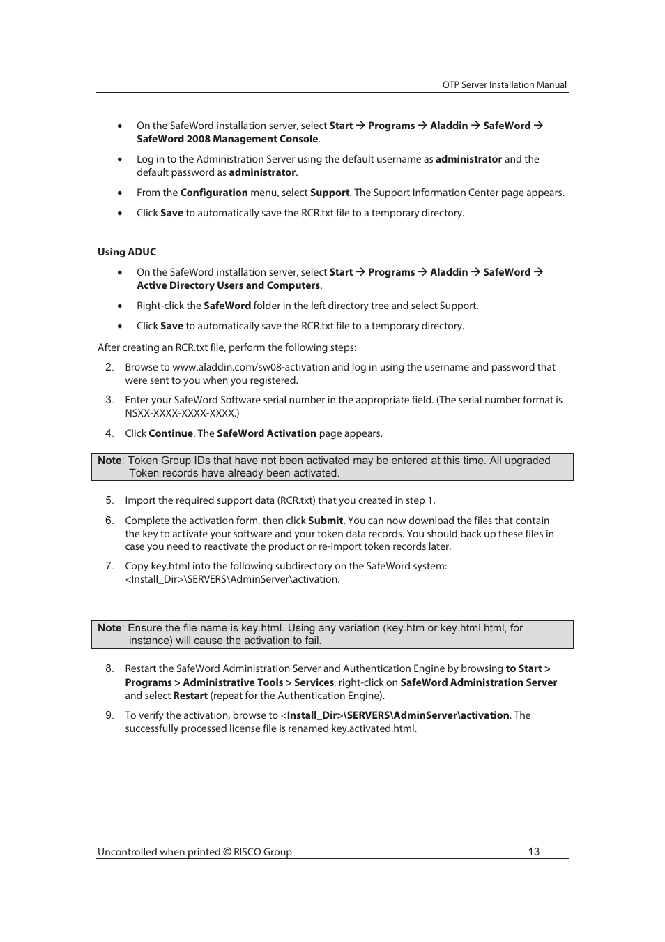 RISCO Group SafeWord OTP Server User Manual | Page 20 / 36