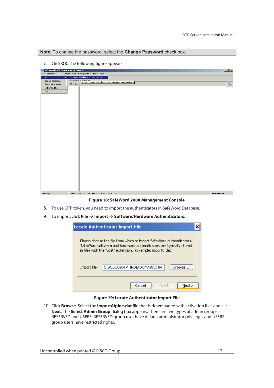 RISCO Group SafeWord OTP Server User Manual | Page 24 / 36