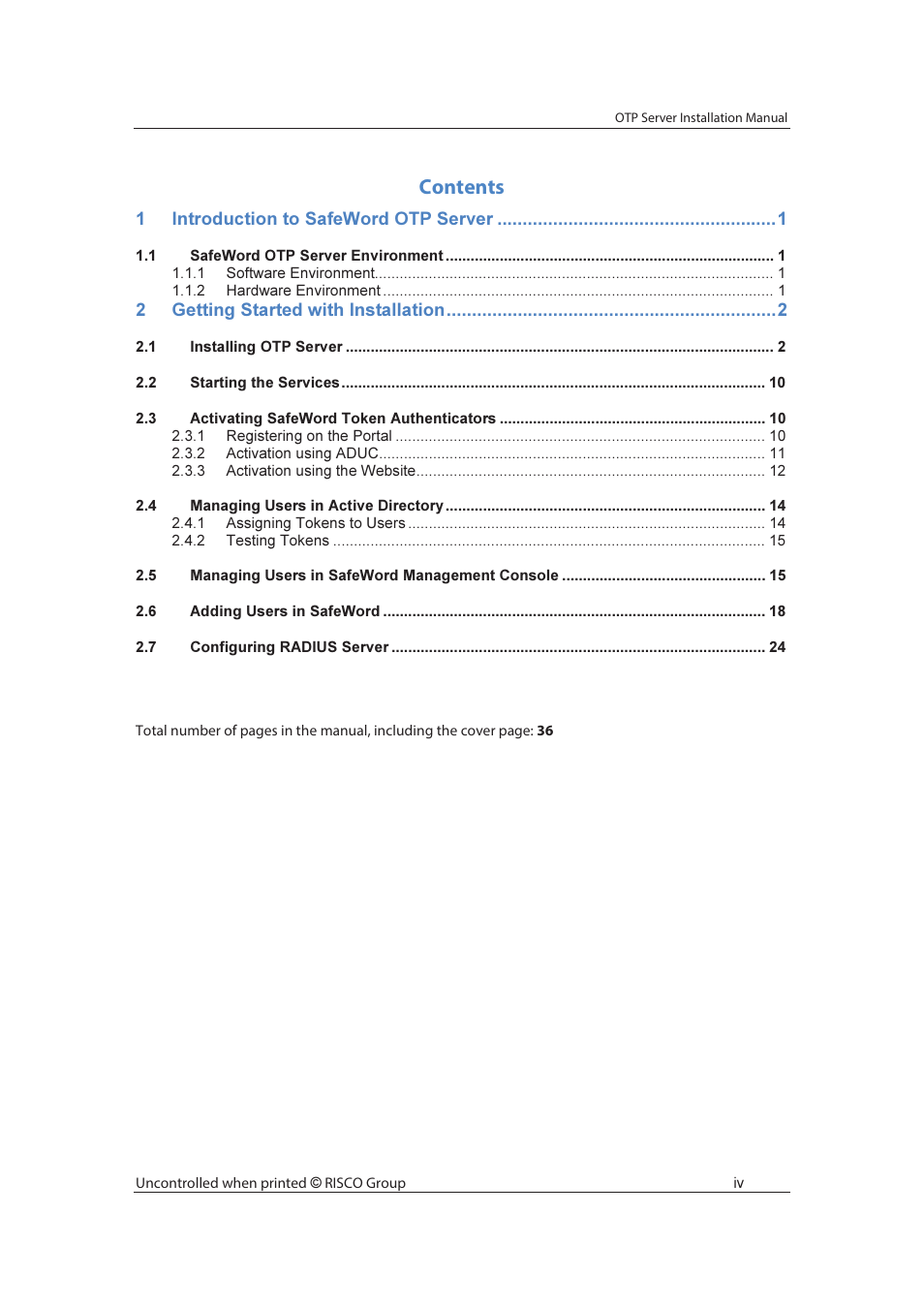 RISCO Group SafeWord OTP Server User Manual | Page 5 / 36