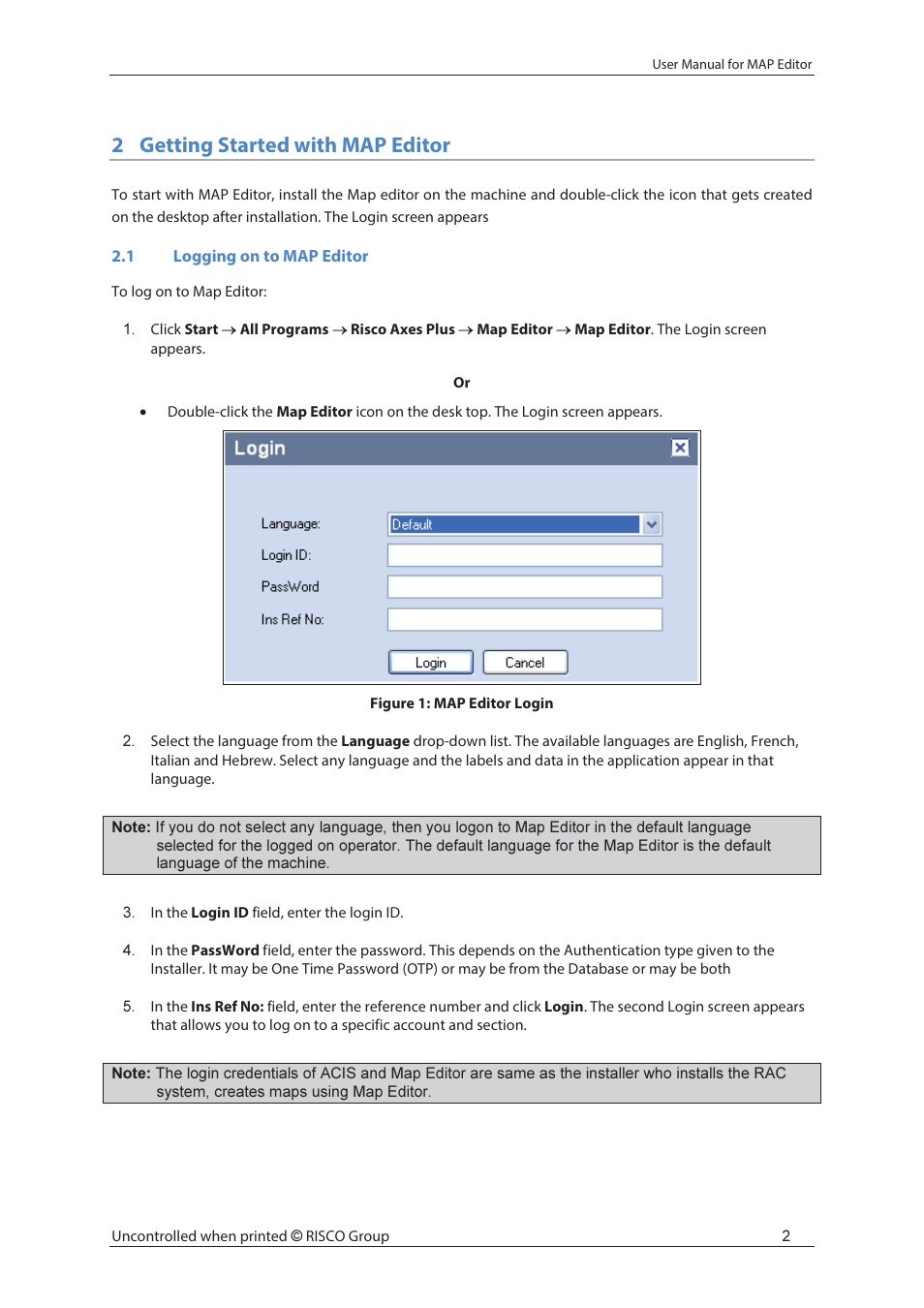 2getting started with map editor | RISCO Group axesplus® MAP Editor User Manual | Page 10 / 68