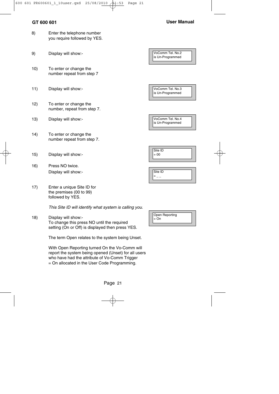 RISCO Group GT 600 User Manual | Page 22 / 56