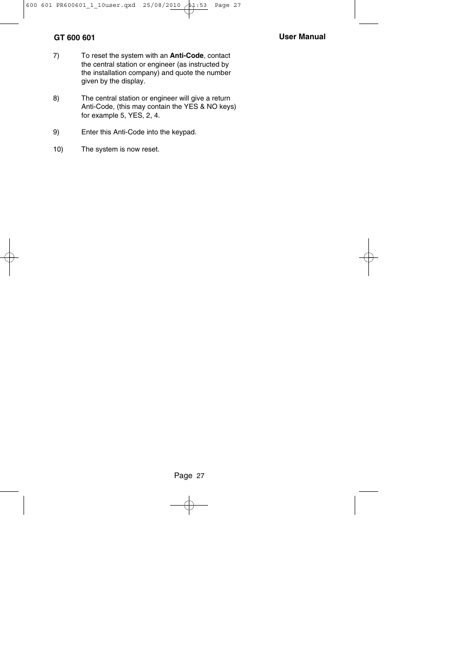 RISCO Group GT 600 User Manual | Page 28 / 56