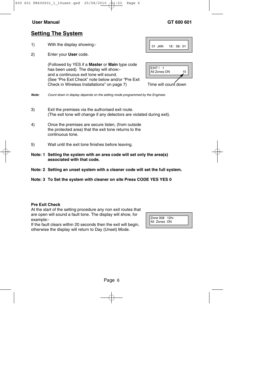 Setting the system | RISCO Group GT 600 User Manual | Page 7 / 56