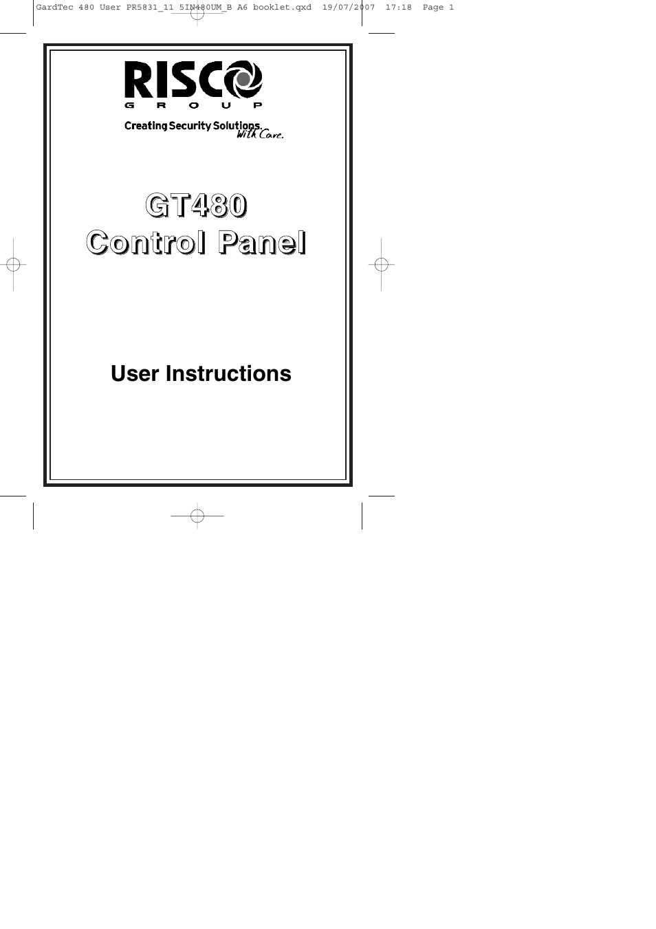 RISCO Group GT480 User Manual | 29 pages