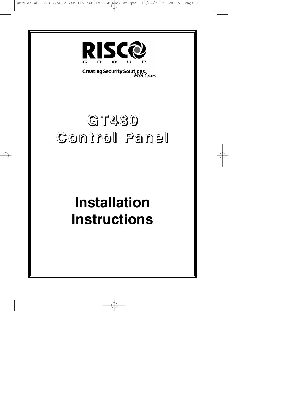 RISCO Group GT480 User Manual | 28 pages