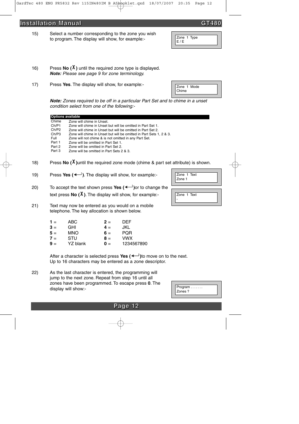 RISCO Group GT480 User Manual | Page 15 / 28