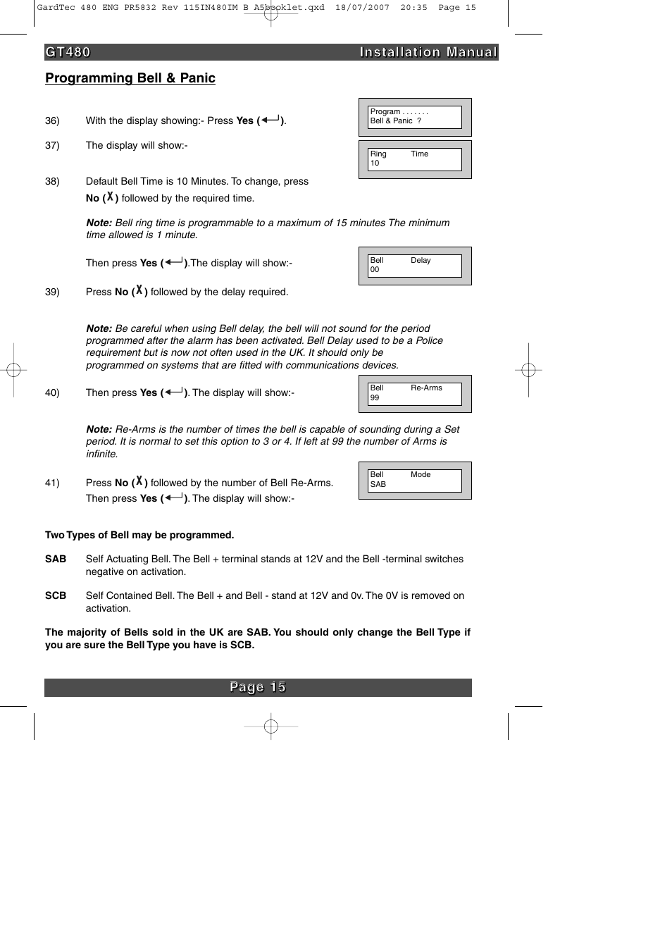 RISCO Group GT480 User Manual | Page 18 / 28