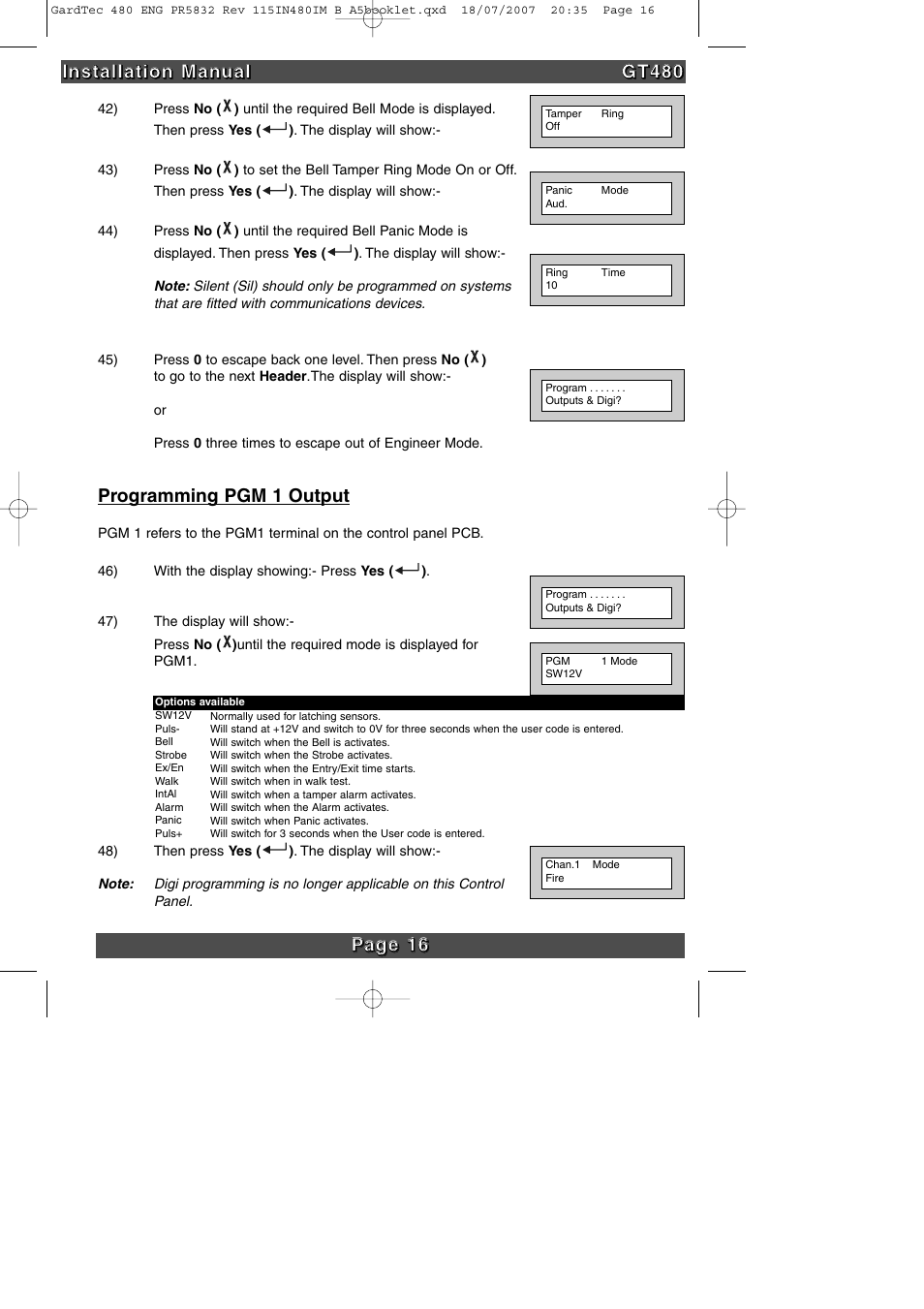 RISCO Group GT480 User Manual | Page 19 / 28