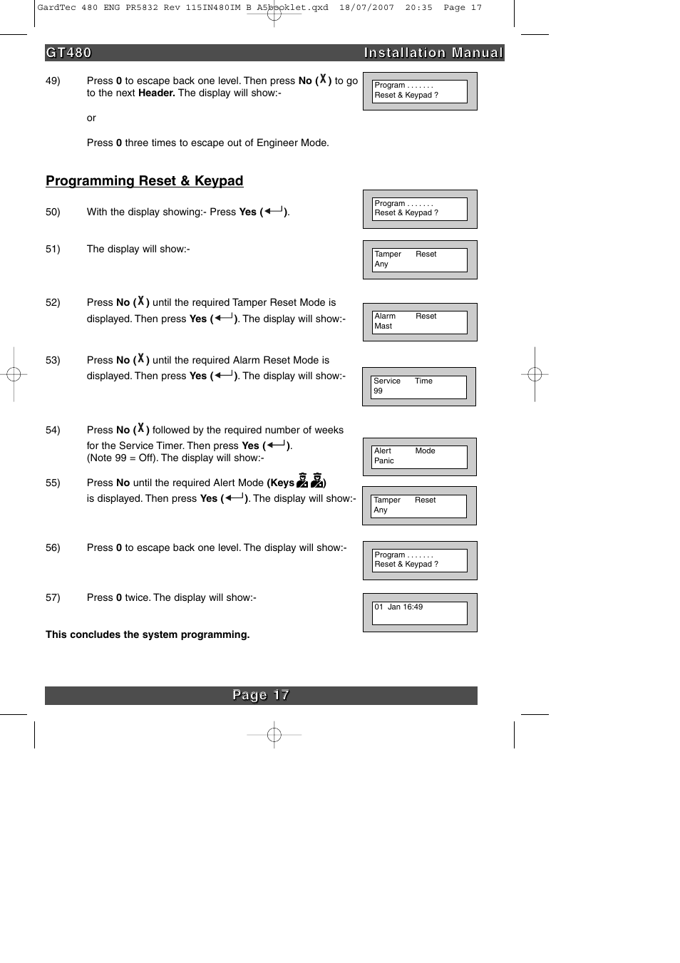 RISCO Group GT480 User Manual | Page 20 / 28