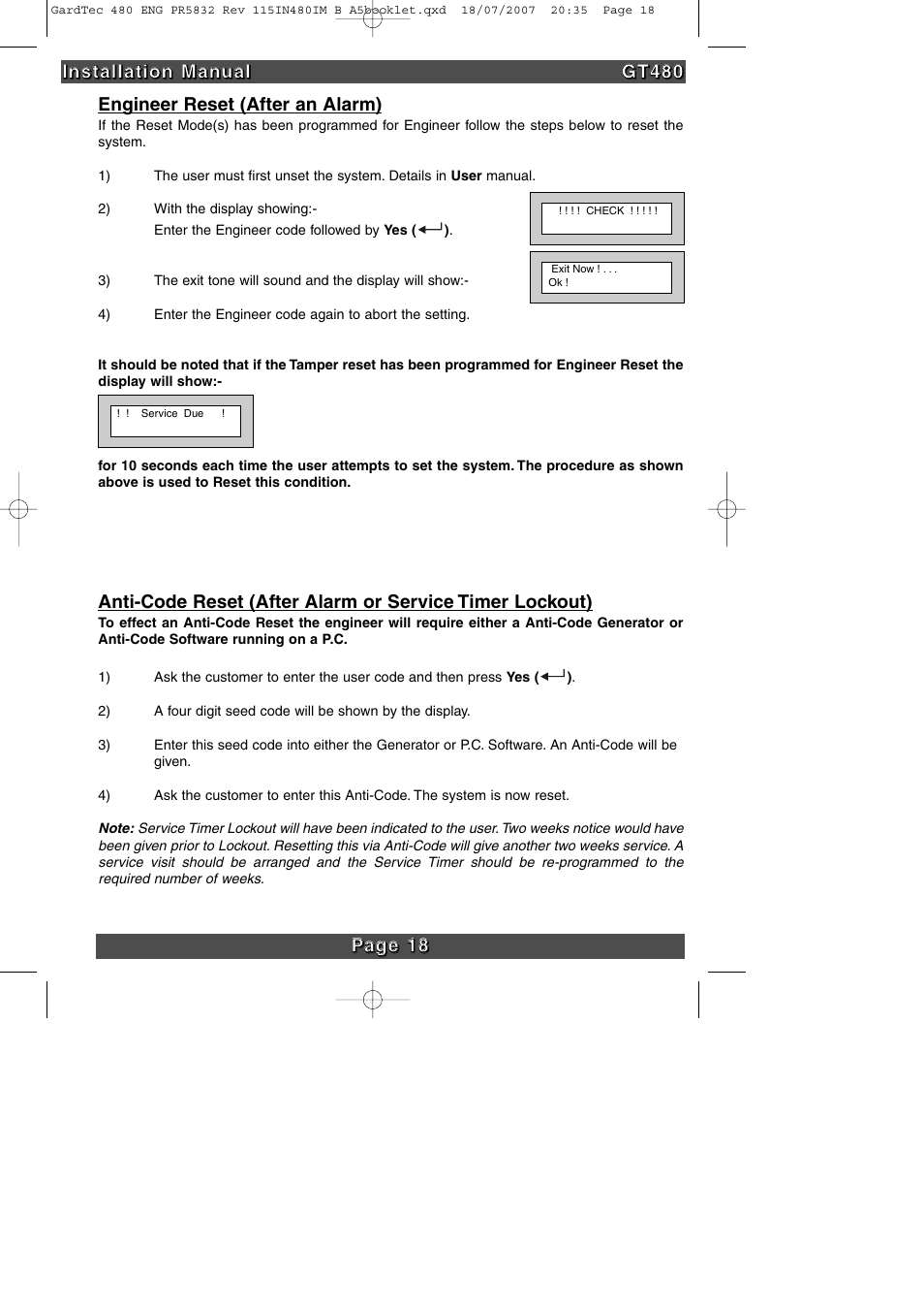 RISCO Group GT480 User Manual | Page 21 / 28