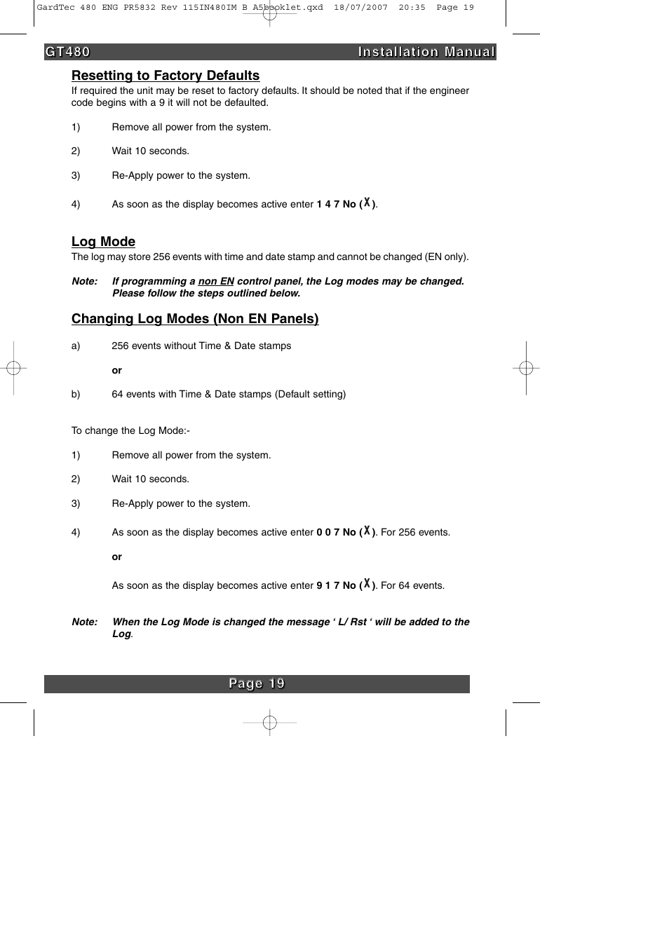 RISCO Group GT480 User Manual | Page 22 / 28