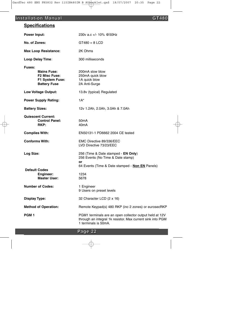 RISCO Group GT480 User Manual | Page 25 / 28