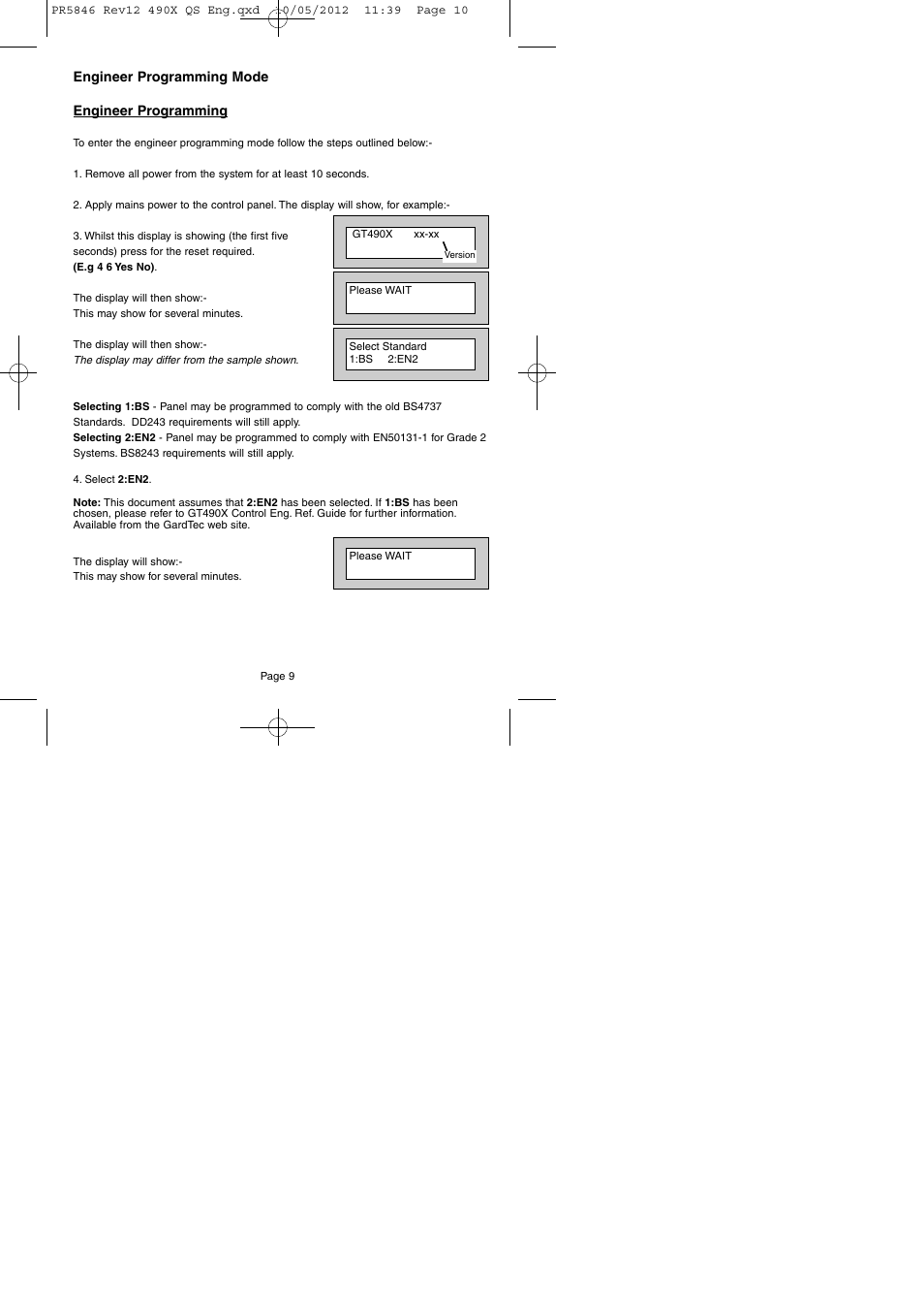 Engineer programming mode engineer programming | RISCO Group GT490X User Manual | Page 10 / 24