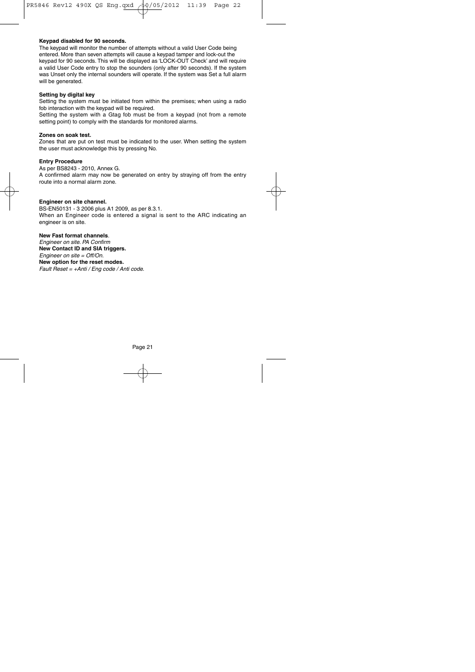 RISCO Group GT490X User Manual | Page 22 / 24