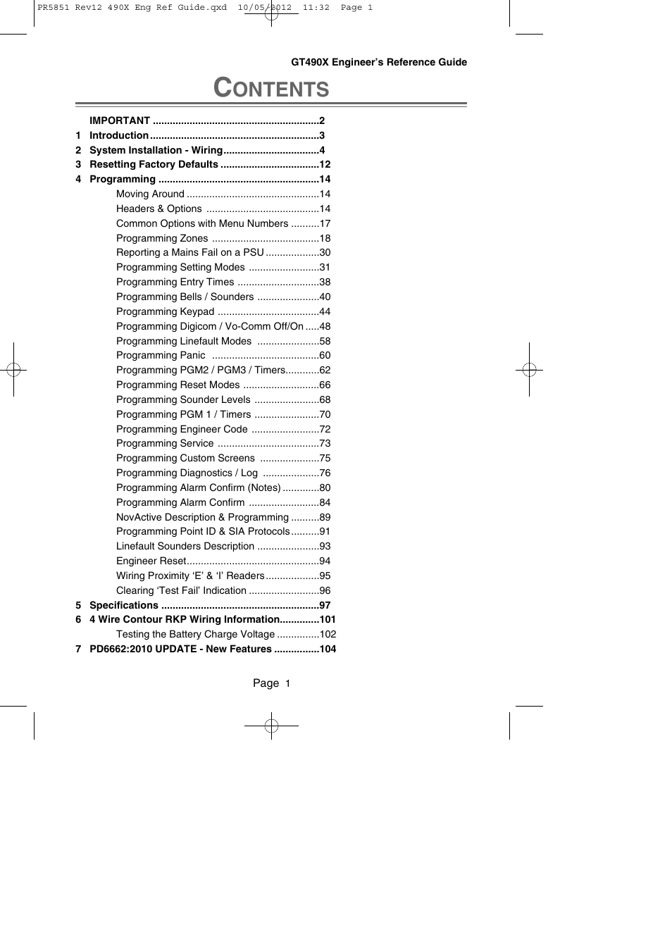 Ontents | RISCO Group Gardtec 490X User Manual | Page 2 / 108