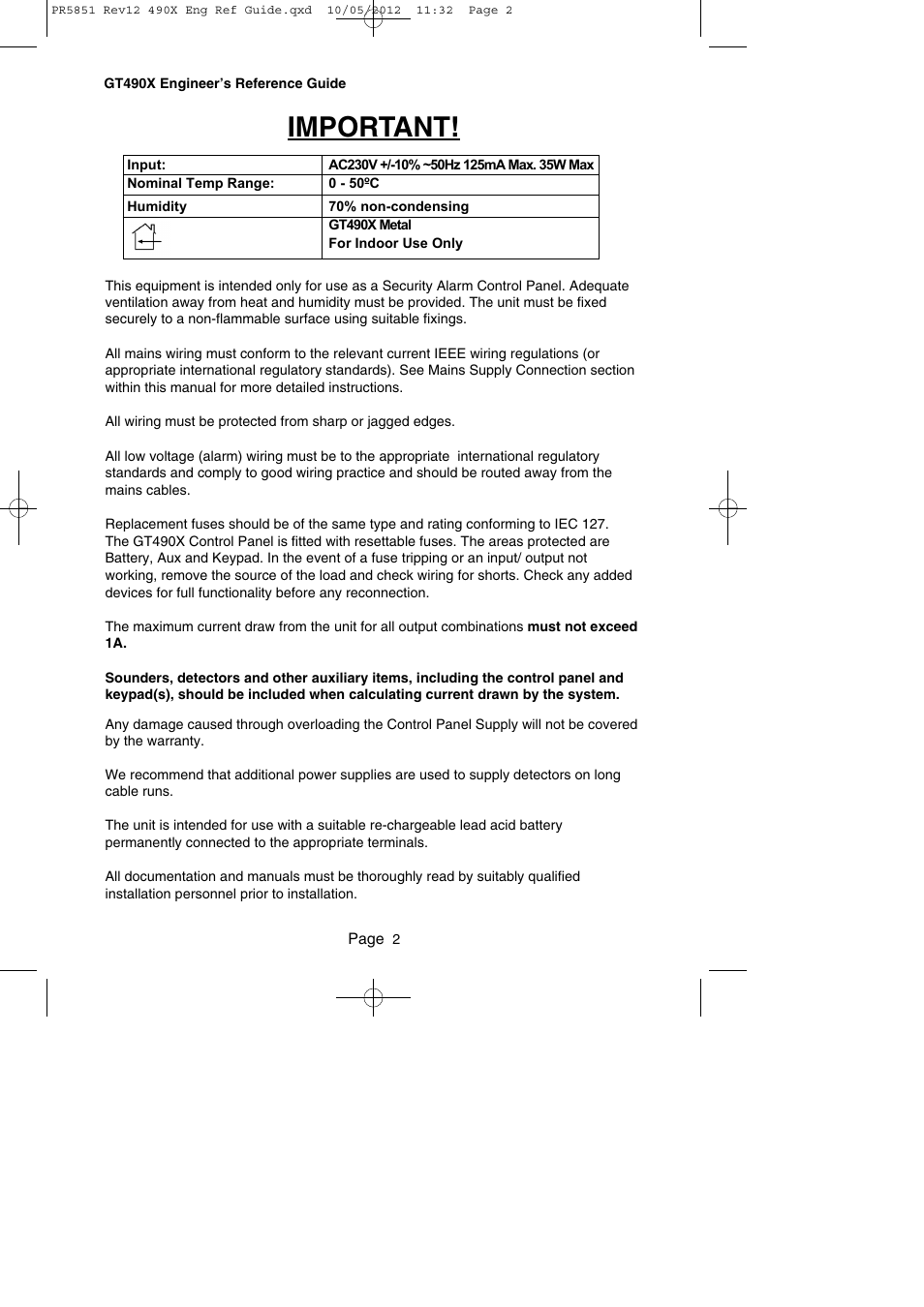 Important | RISCO Group Gardtec 490X User Manual | Page 3 / 108