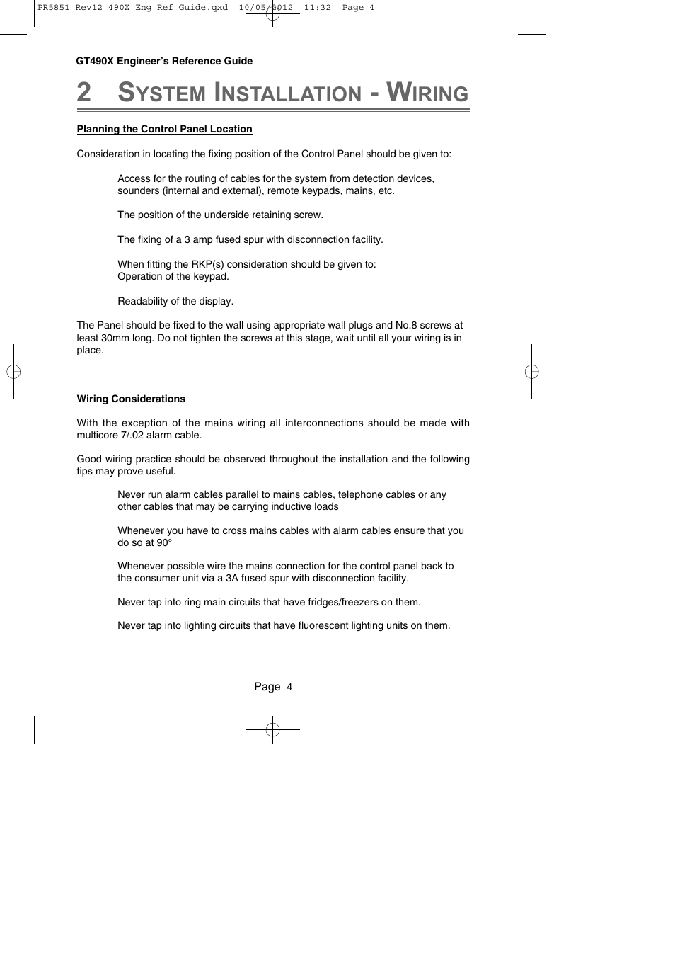 Ystem, Nstallation, Iring | RISCO Group Gardtec 490X User Manual | Page 5 / 108